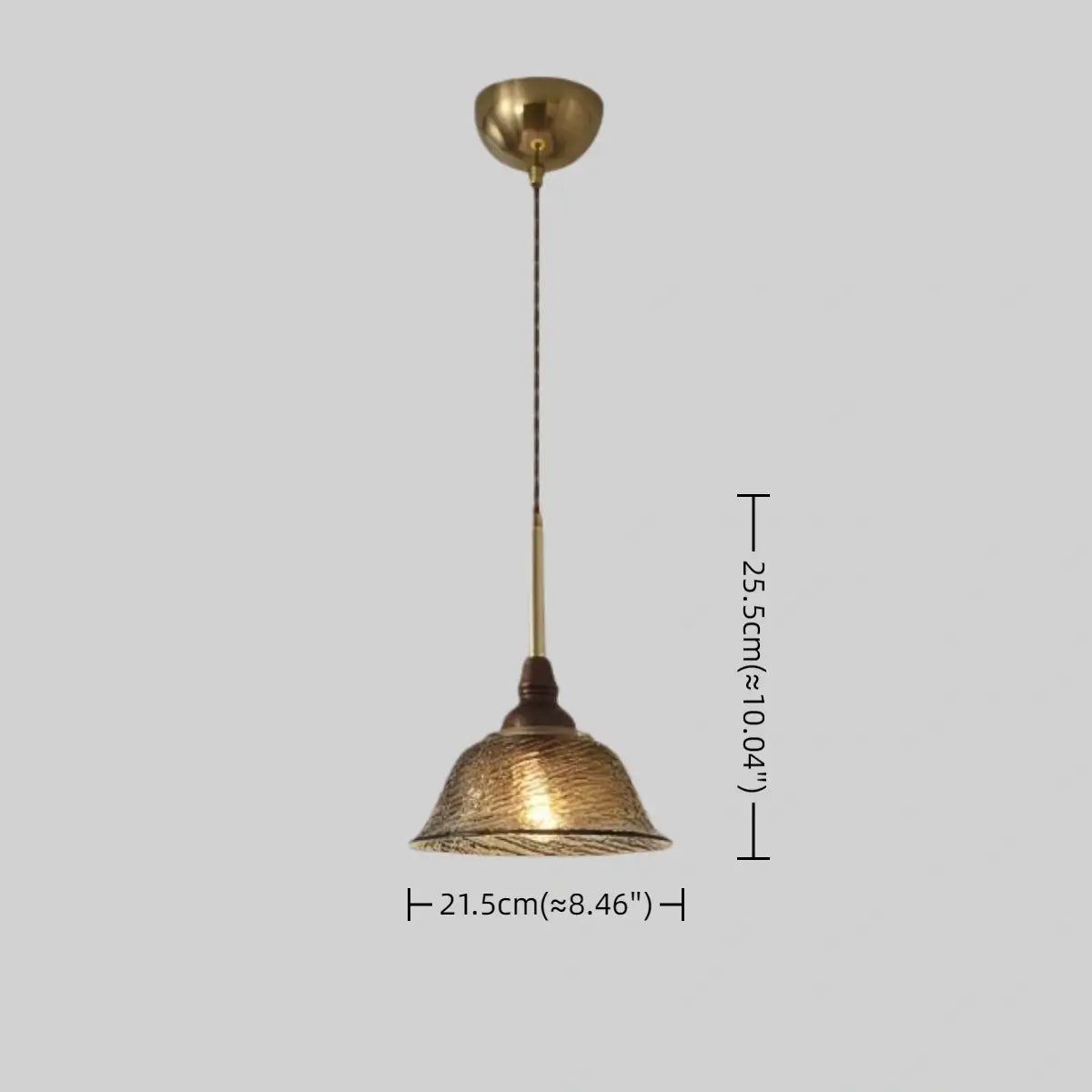 Vintage Pendant Light -- Iron Glass & Walnut Wood