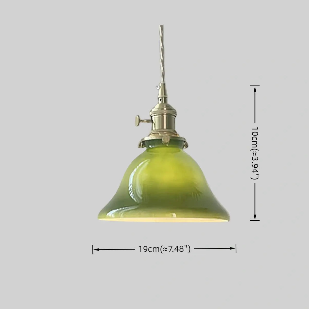 Vintage Green Glass Pendant Light -- Brass Accent