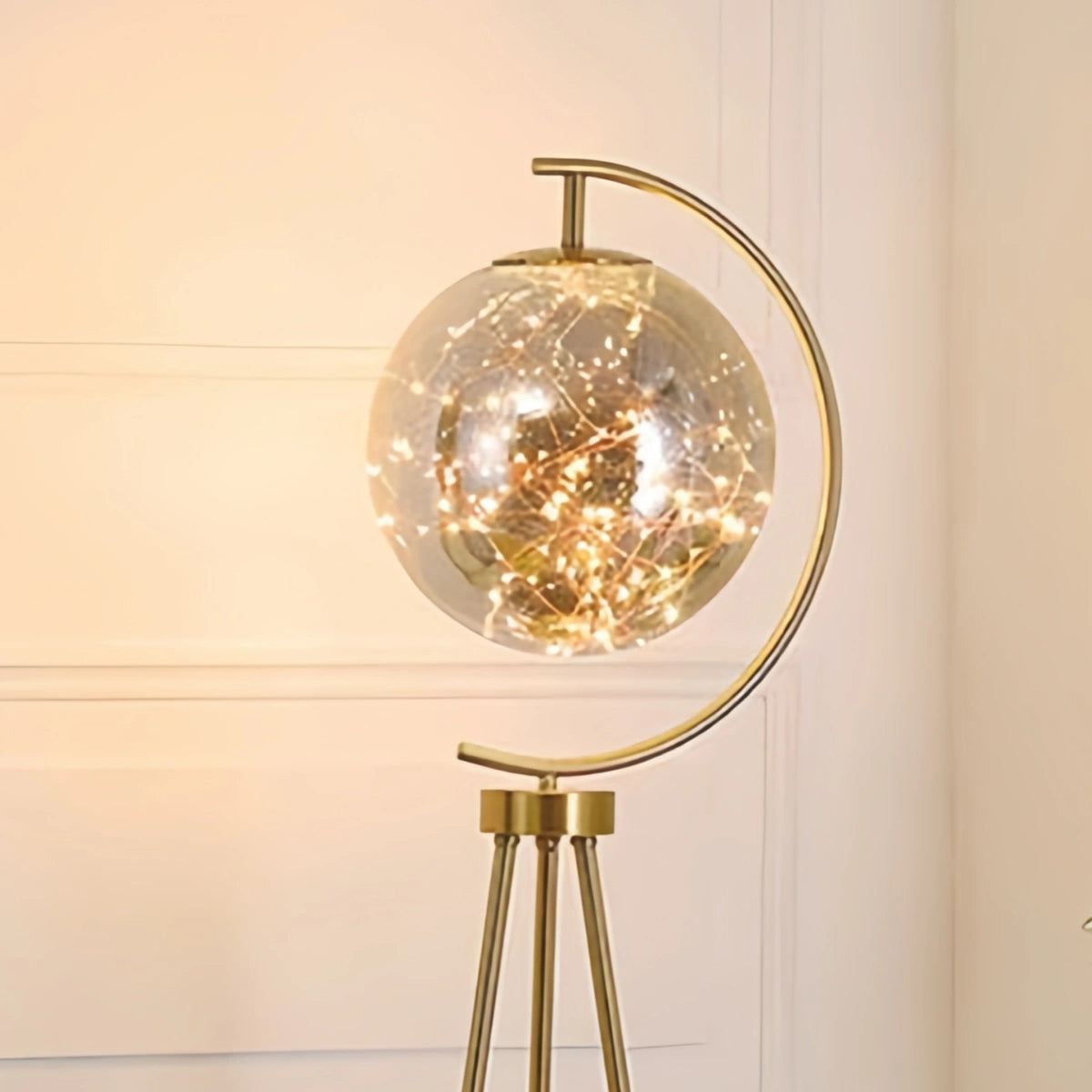 Velora Modern Glass Ball Tripod Floor Lamp with Tray