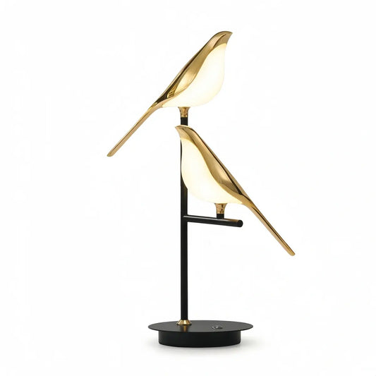 Modern Acrylic Bird Table Lamp -- Adjustable Black & Gold