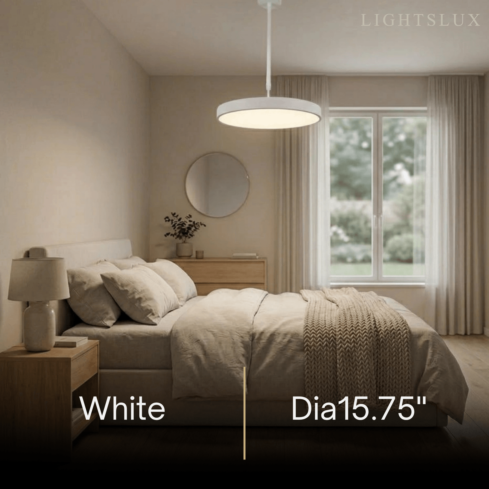 Modern Round Pendant Light -- Iron Acrylic Black or White