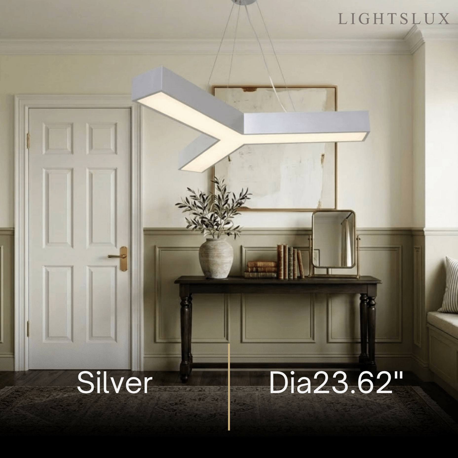 Modern Y-Shaped Pendant Light -- Aluminum Black White Silver