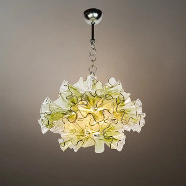 Vivara Modern Green Glass Flower Chandelier -- Metal Frame for Dining Room Living Room