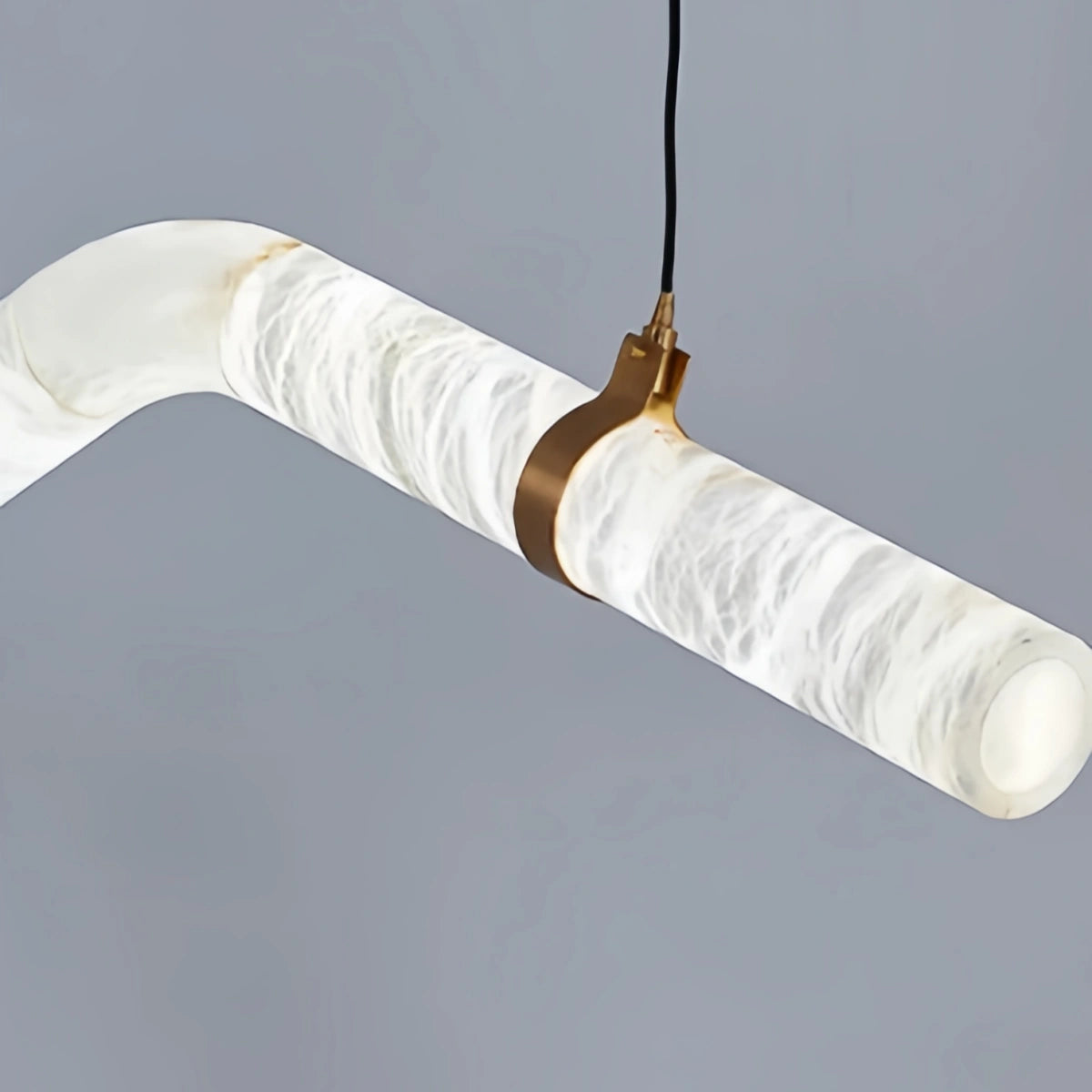 Contemporary NCurved Alabaster Pendant Light -- White