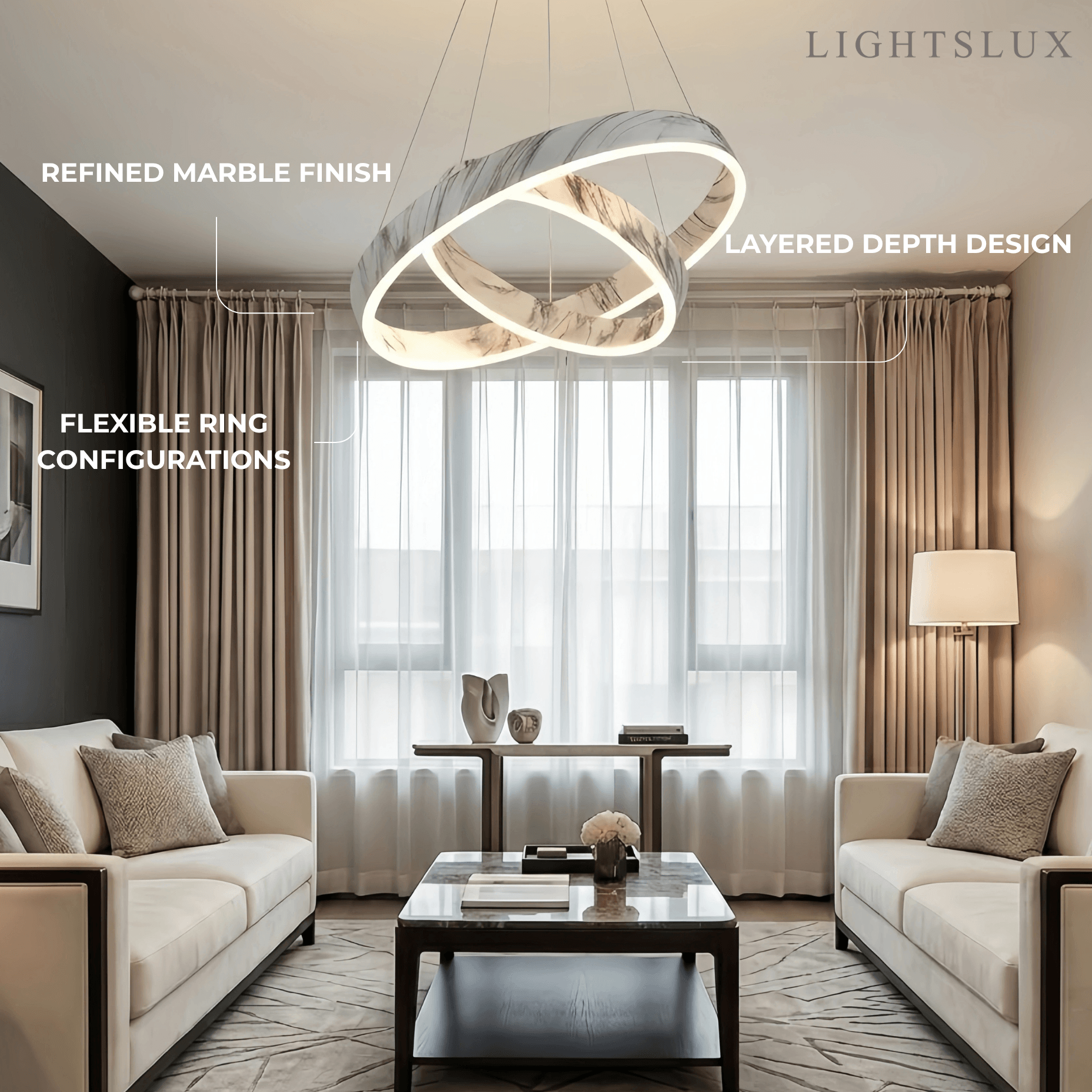 Contemporary Tiered Circular Chandelier -- Marble