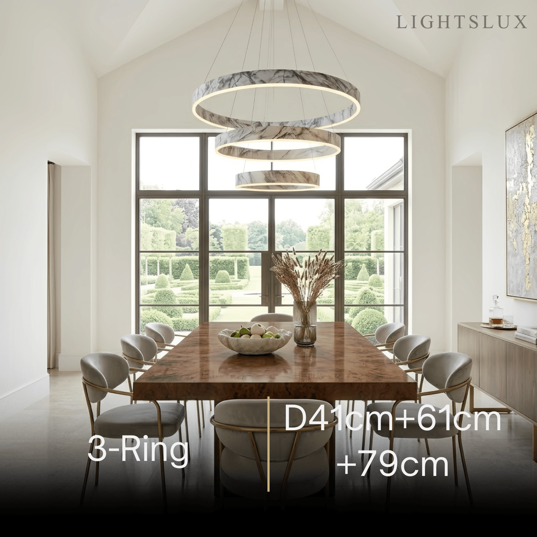 Contemporary Tiered Circular Chandelier -- Marble