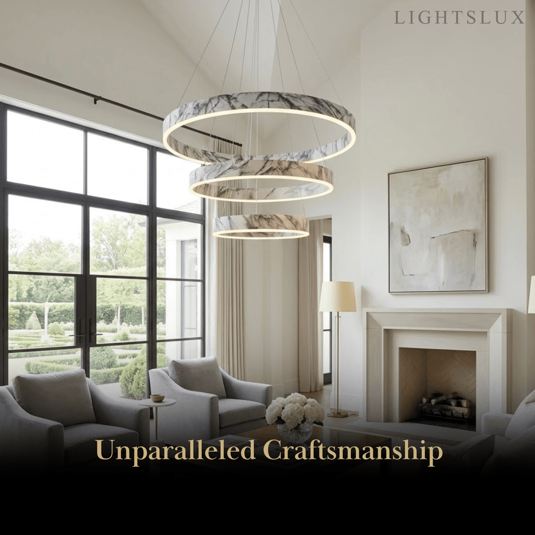 Contemporary Tiered Circular Chandelier -- Marble