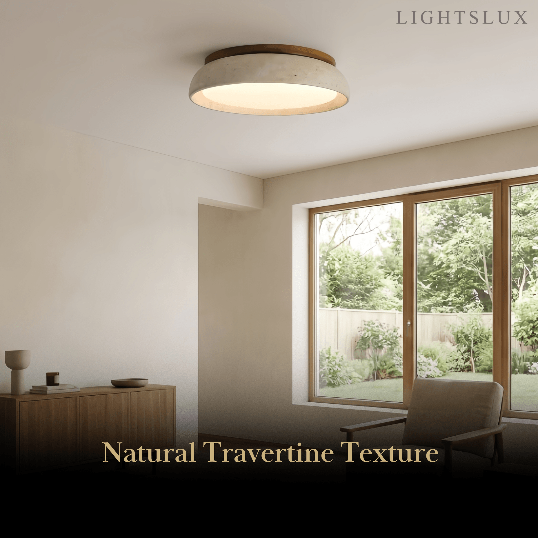 Strata Minimalist Travertine Ceiling Light