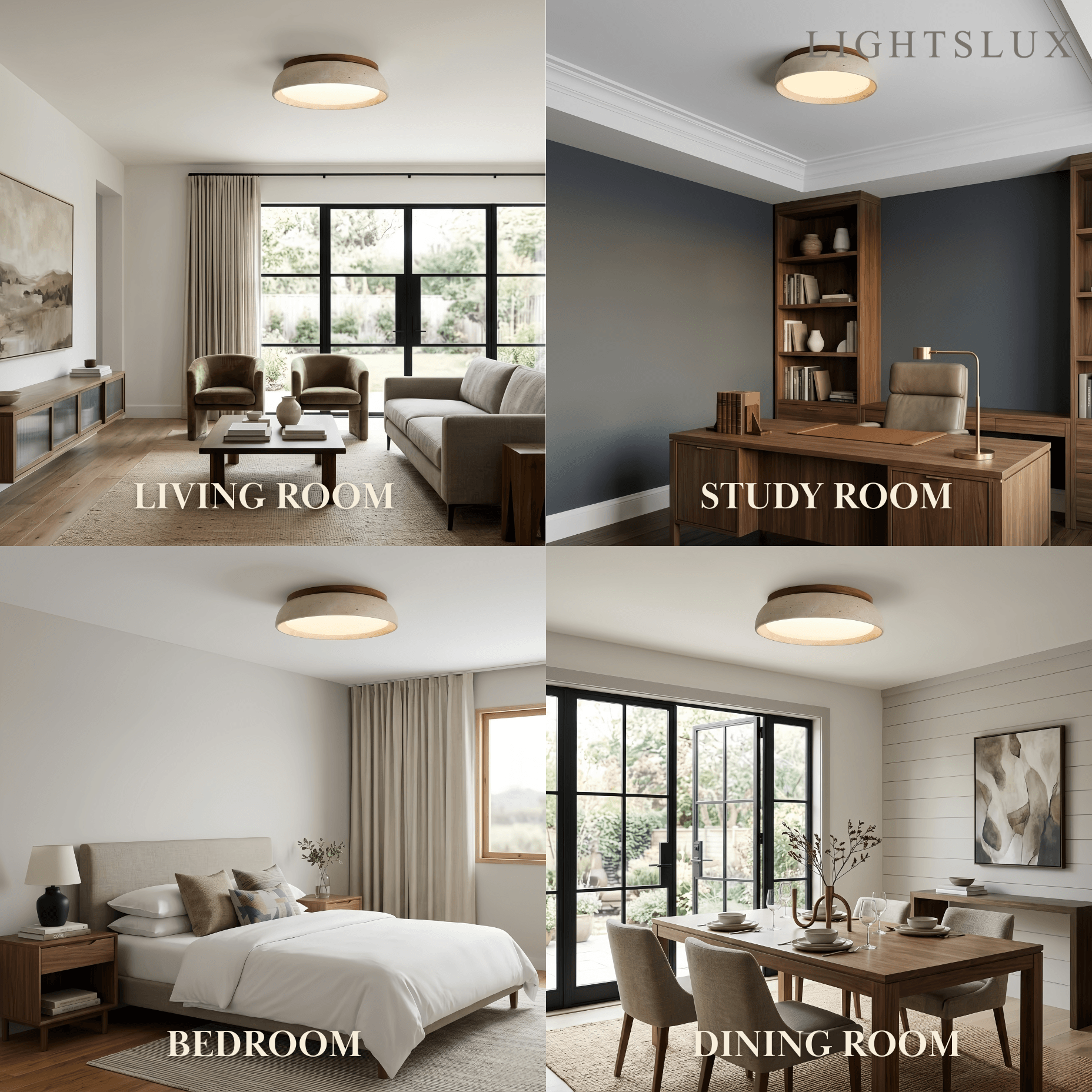 Strata Minimalist Travertine Ceiling Light