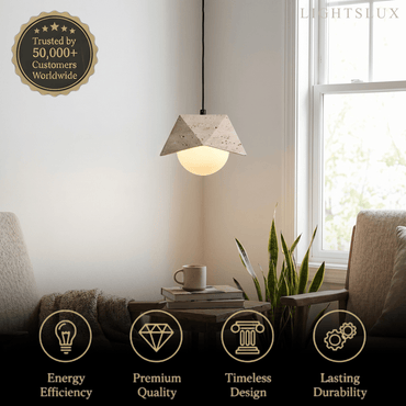 Strata Modern Travertine Pendant Light -- Beige White