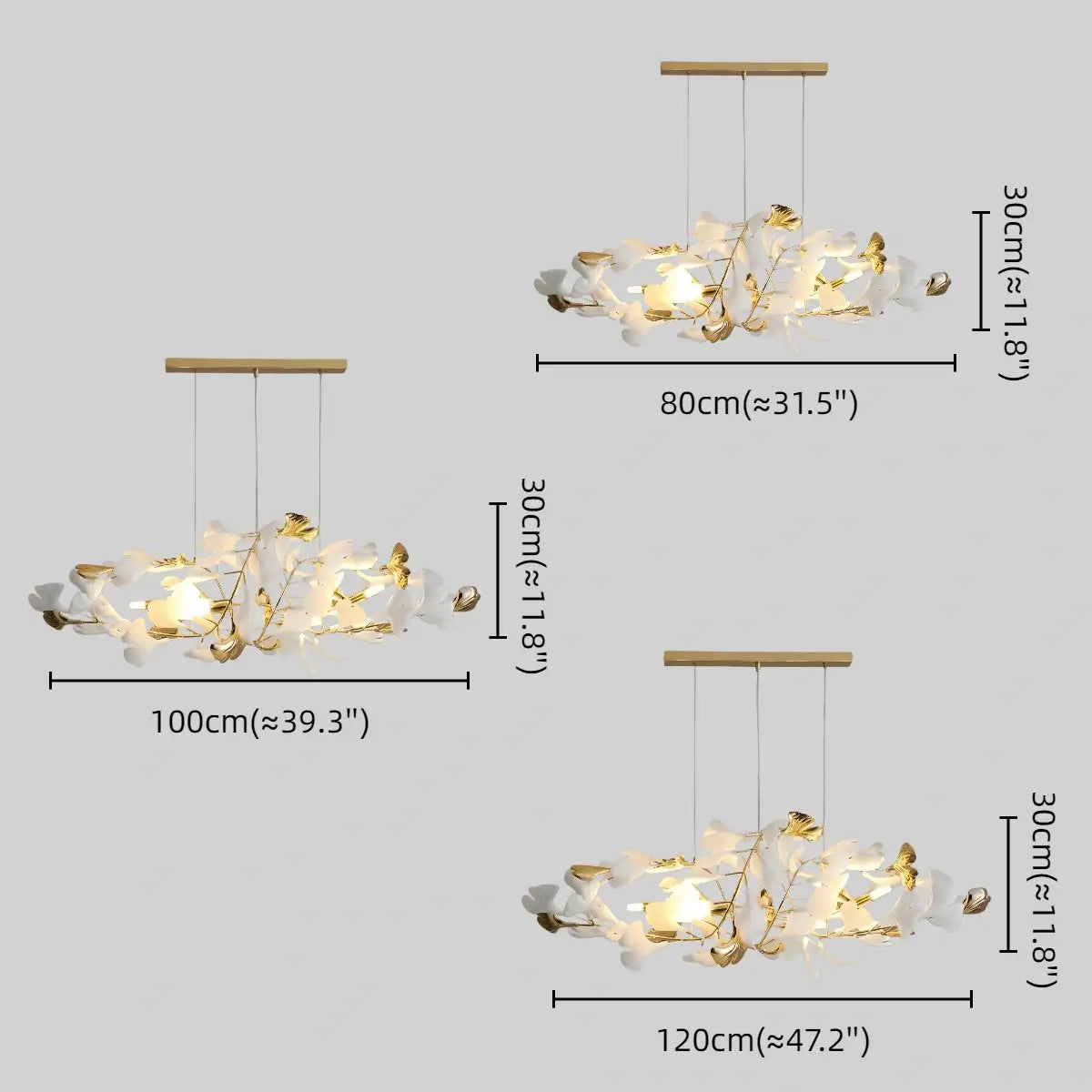 Velora Minimalist Ginkgo Leaf Chandelier -- Iron & Glass for Dining Room