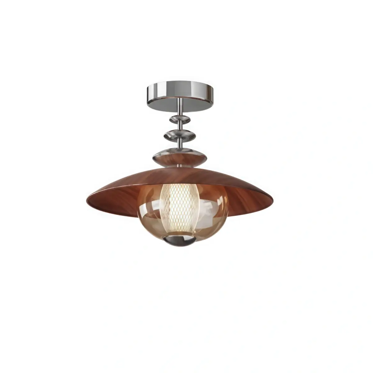 Irondale Vintage French Cream Ceiling Light -- Glass & Iron for Hallway