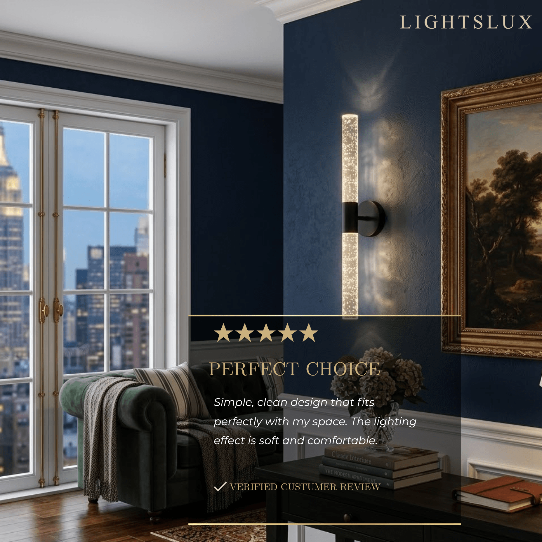 Lunara Modern Wall Lamp -- Iron & PVC Gold for Hallway