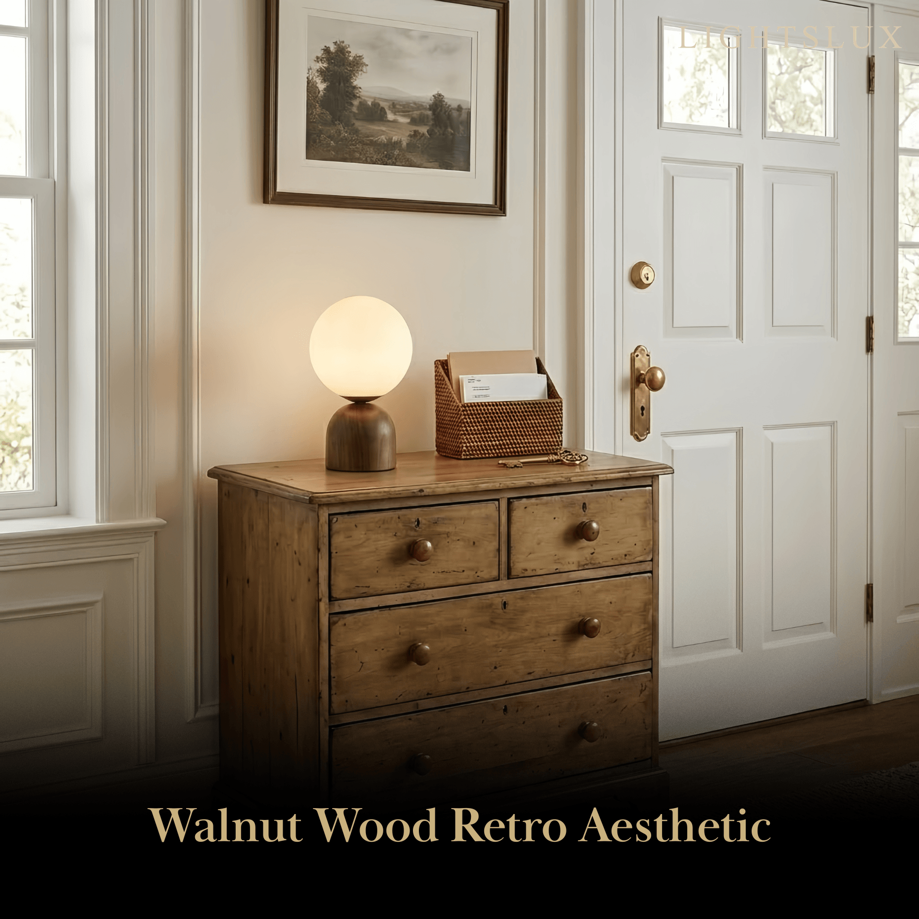 Table Lamp -- Wood & Glass for Living Room