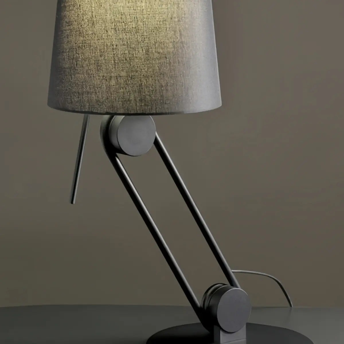 Irondale Minimalist Table Lamp -- Metal & Fabric Black Details