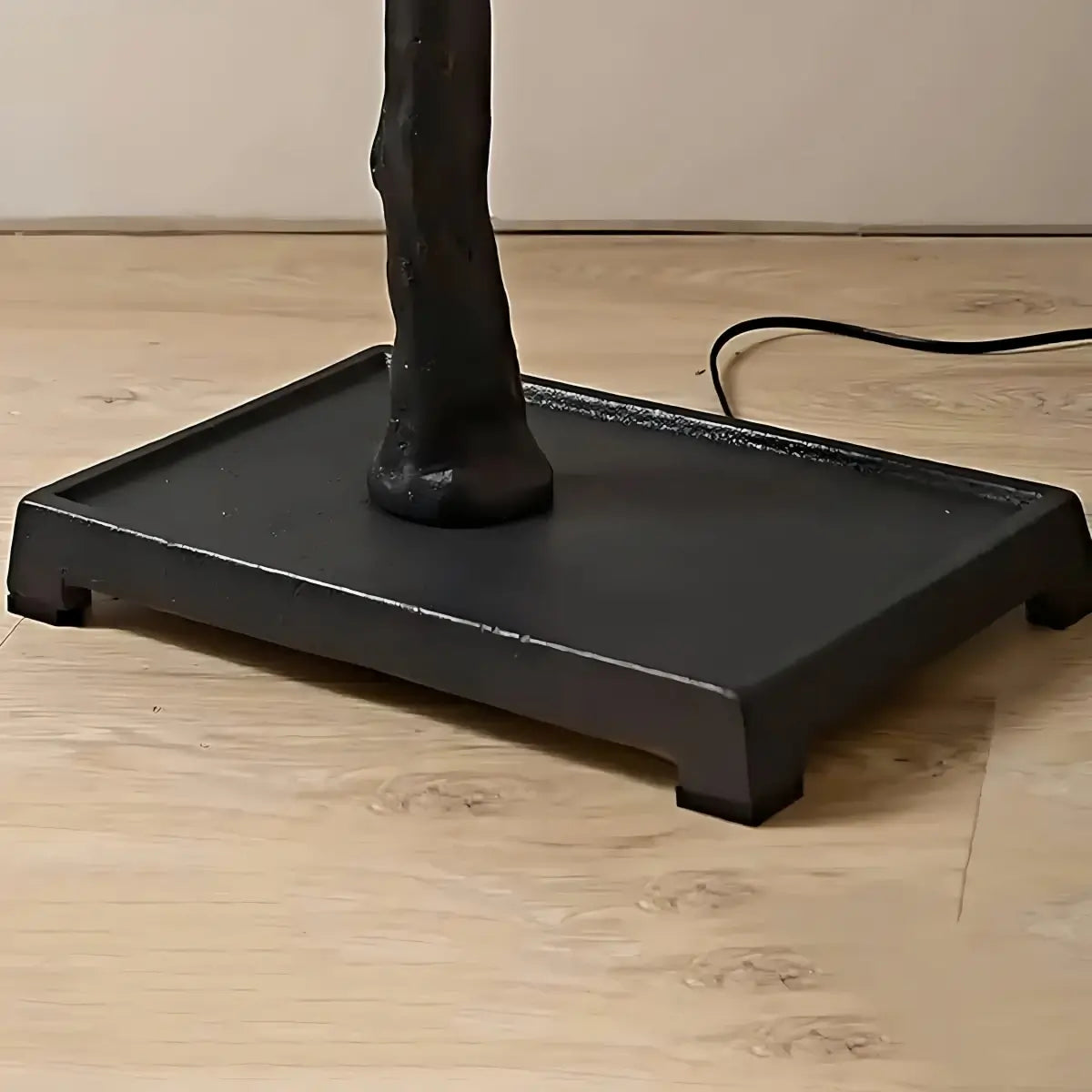 Zenno Wabi-sabi Sculptural Tree Floor Lamp -- Resin & Fabric Black/Brown Base Detail