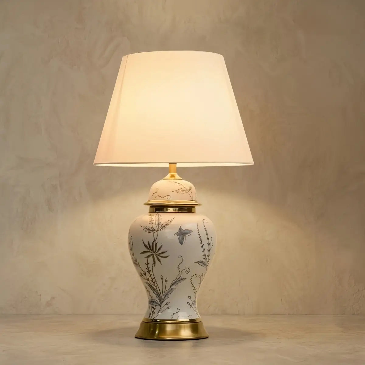 Vintage Table Lamp -- Fabric for Living Room