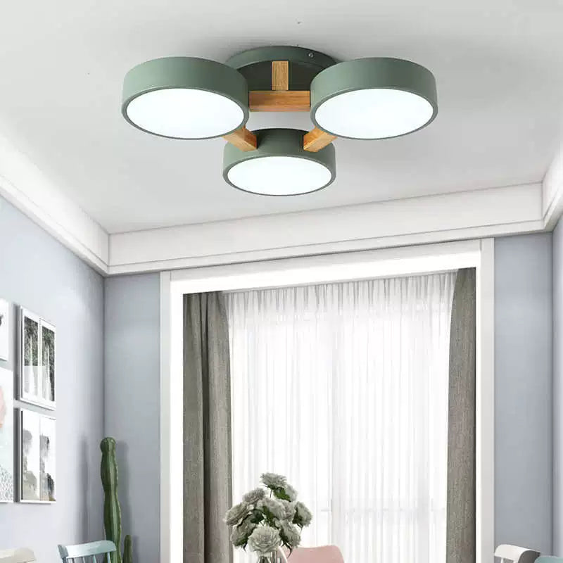 Arcato Modern Round Ceiling Light – 3-Color Fixture with Three Heads Bedroom