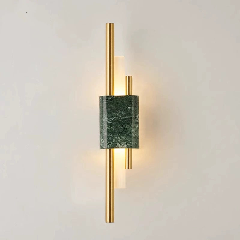 Excelis Modern Cylindrical Wall Lamp – Metal Bedroom Light in Gold/Green/White