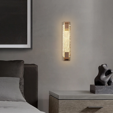 Luxury Wall Lamp – Gold Crystal Rectangular Bedroom