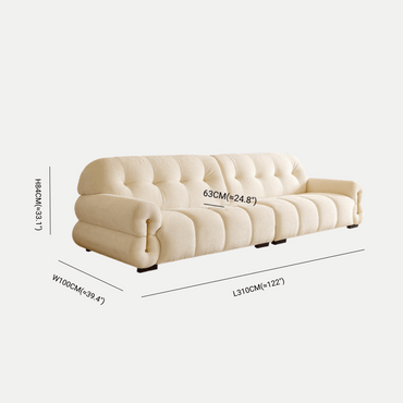 French Cream-Style Marshmallow Fabric Sofa for Living Room