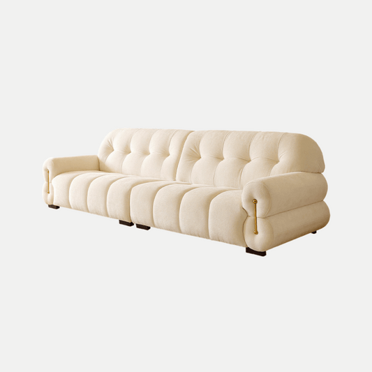 French Cream-Style Marshmallow Fabric Sofa for Living Room