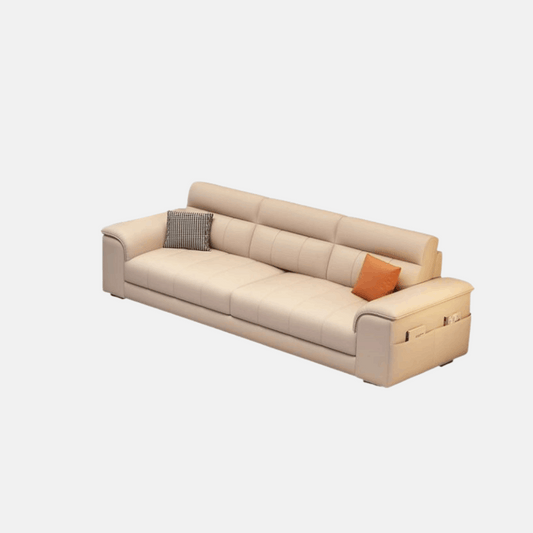 Modern Elegant Sofa Beige Leather for Living Rooms