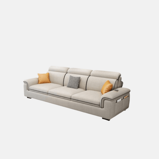 Modern Minimalist Sofa Gray Fabric for Living Room