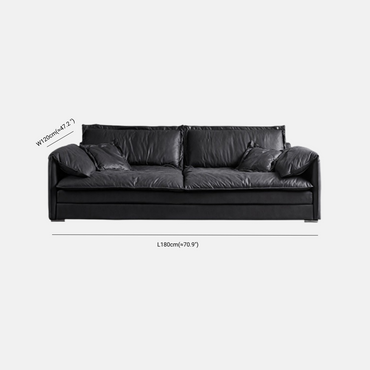 Italian Style Sofa with Black Leather-Look Fabric for Living Room
