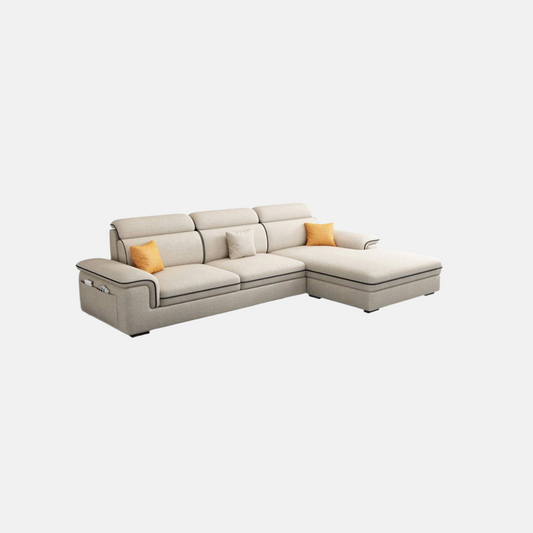 Scandinavian Modern Sofa Beige Fabric for Living Room