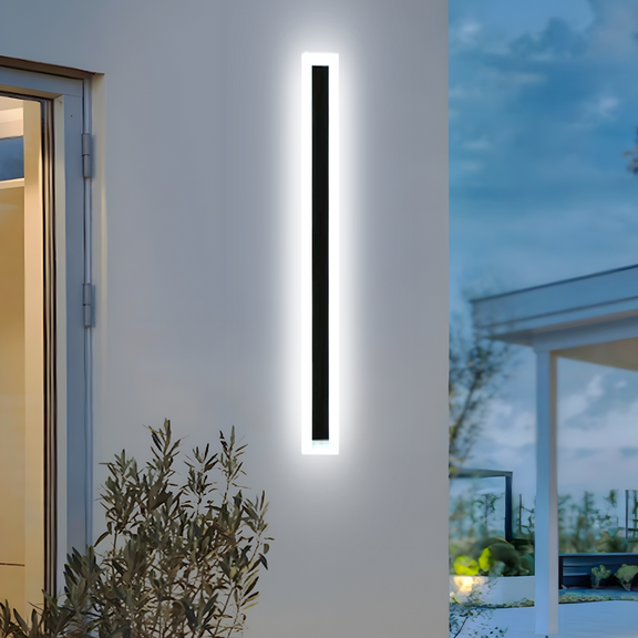 Modern Black Outdoor Wall Light with White Light 100cm