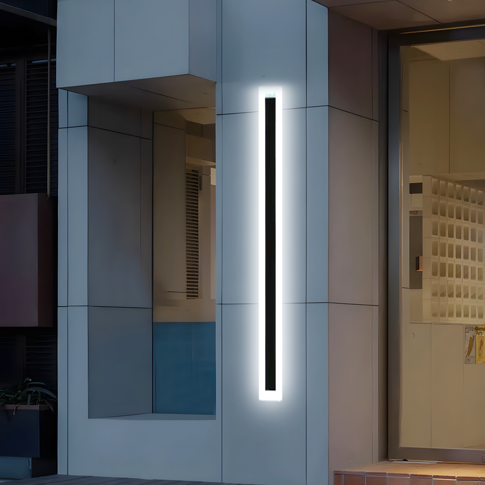 Modern Black Outdoor Wall Light with White Light 120cm