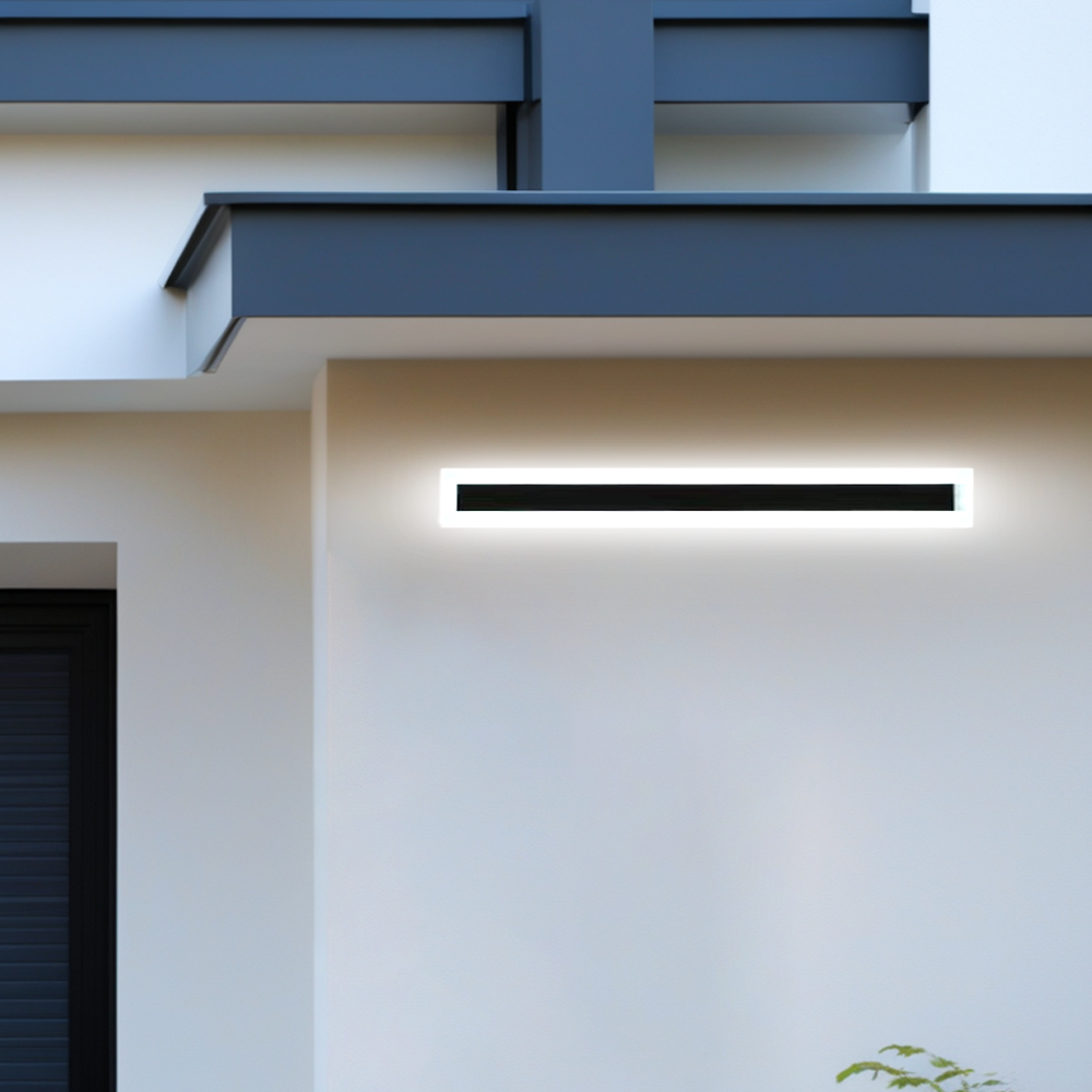 Modern Black Outdoor Wall Light with White Light 60cm