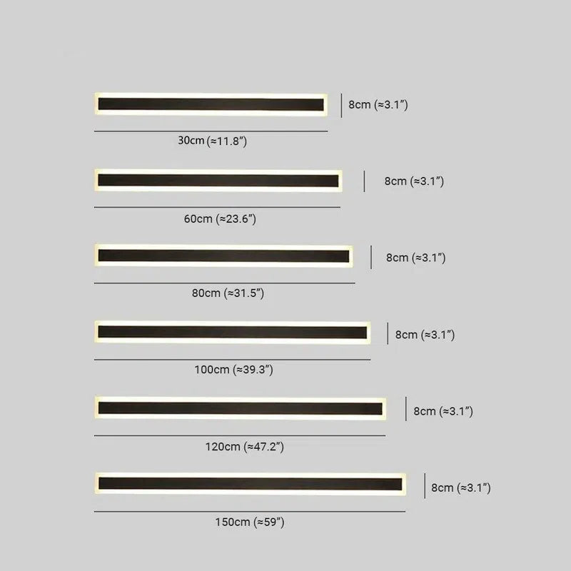 Modern Black Linear Outdoor Wall Lamp Dimension