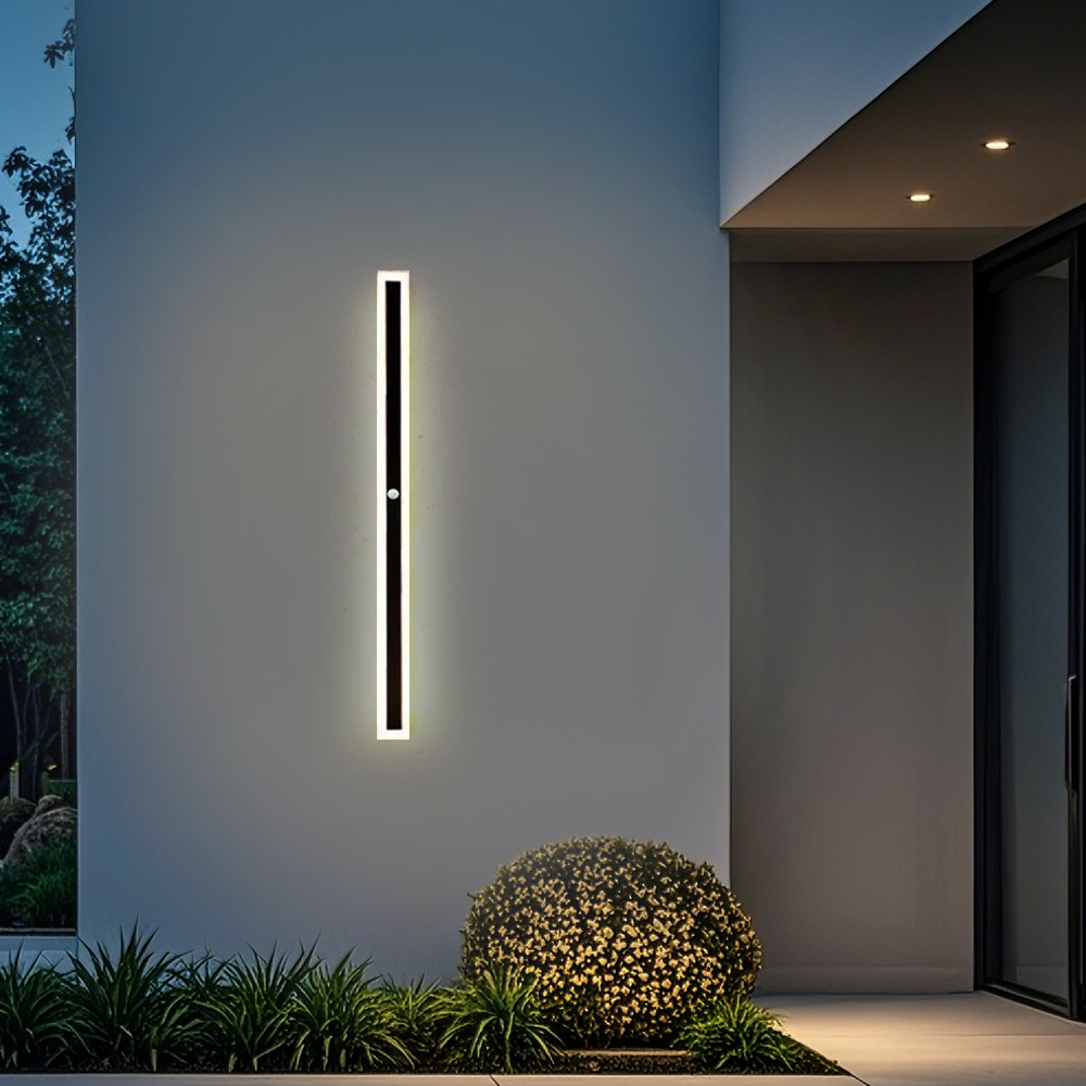 Modern Black Linear Sensor Outdoor Wall Lamp Courtyard
