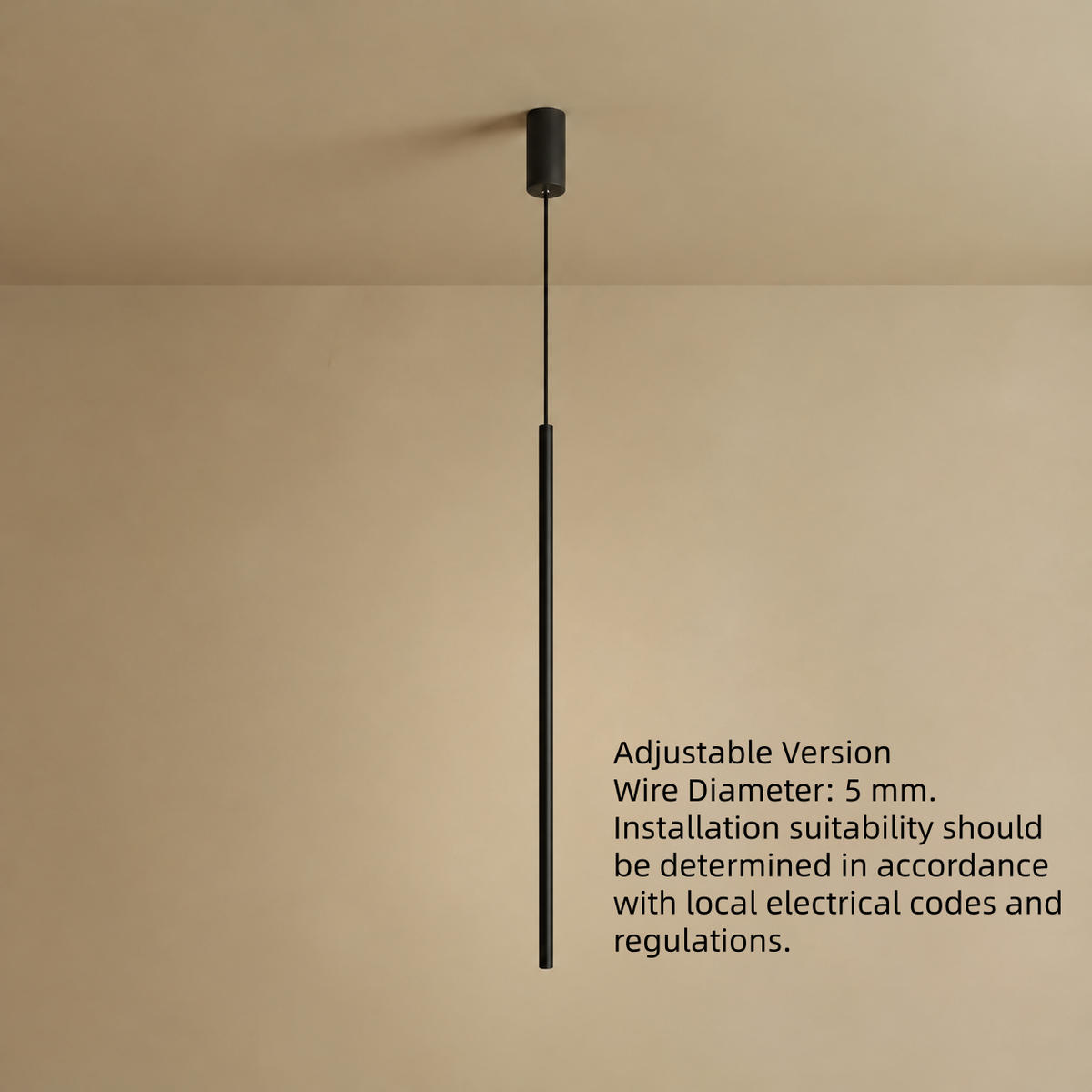 Lámpara Colgante Lineal Minimalista Arcato de Metal Negro para Dormitorio