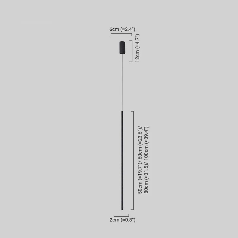 Minimalist Black Pendant Light Linear Size