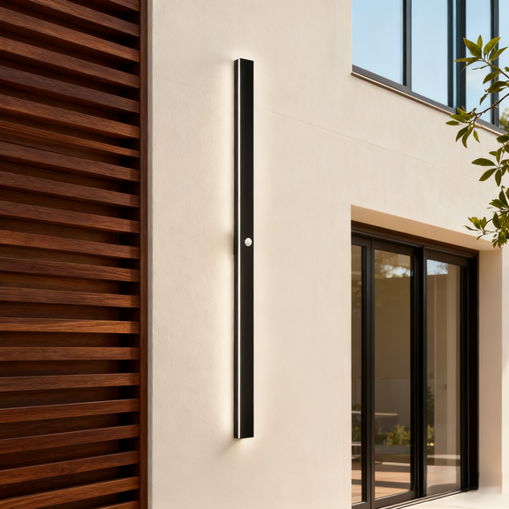 Arcato Minimalist Linear Outdoor Wall Lamp with Sensor – Waterproof Light for Garden