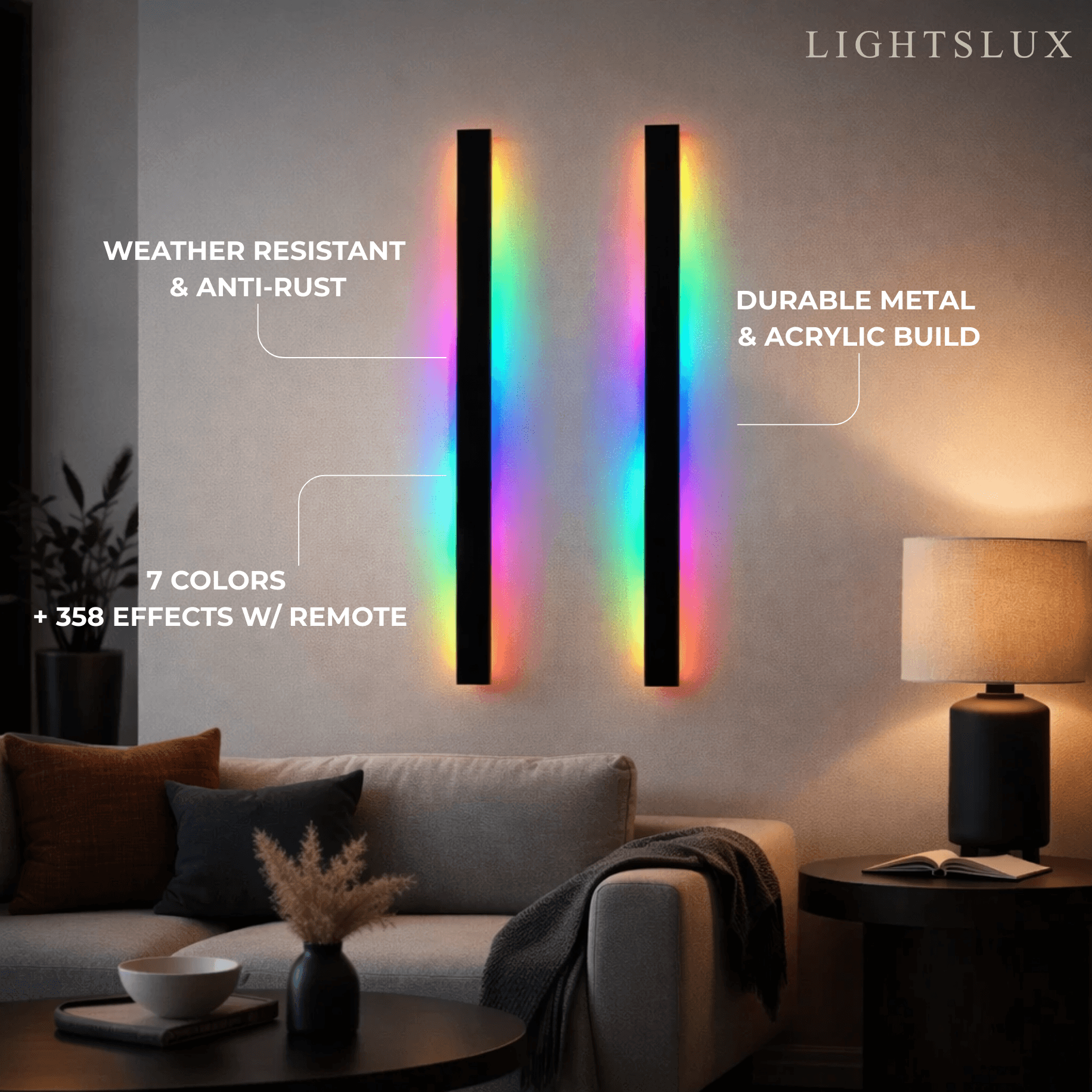 Arcato Minimalist Wall Lamp – Waterproof Linear for Outdoor(RGB)