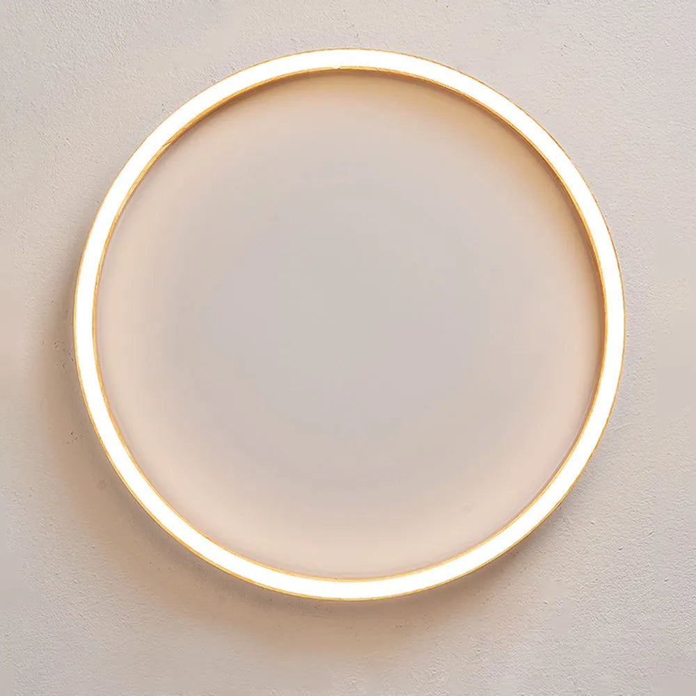 Minimalist Ring Dimmable Flush Mount Ceiling Light – Wood & Acrylic for Bedroom