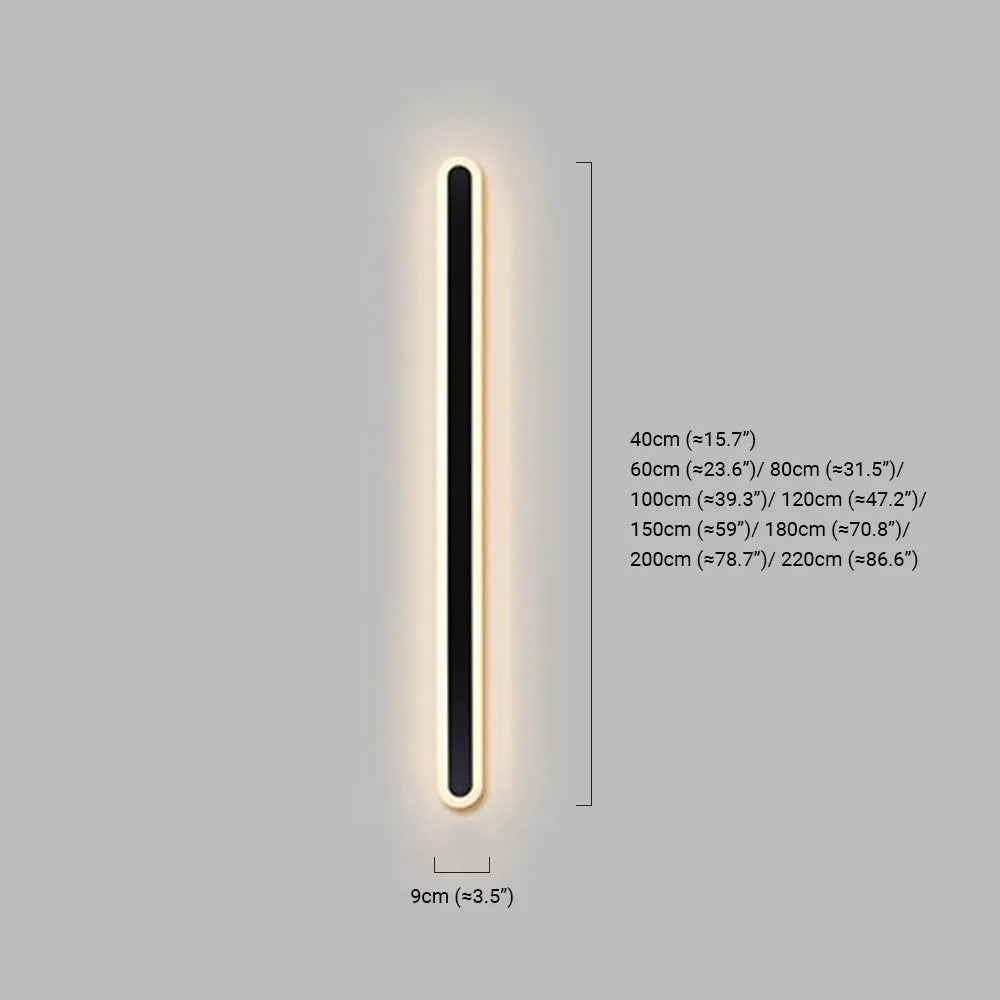 Modern Linear Black Wall Lamp Size