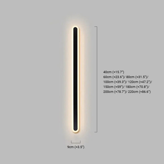 Modern Linear Black Wall Lamp Size