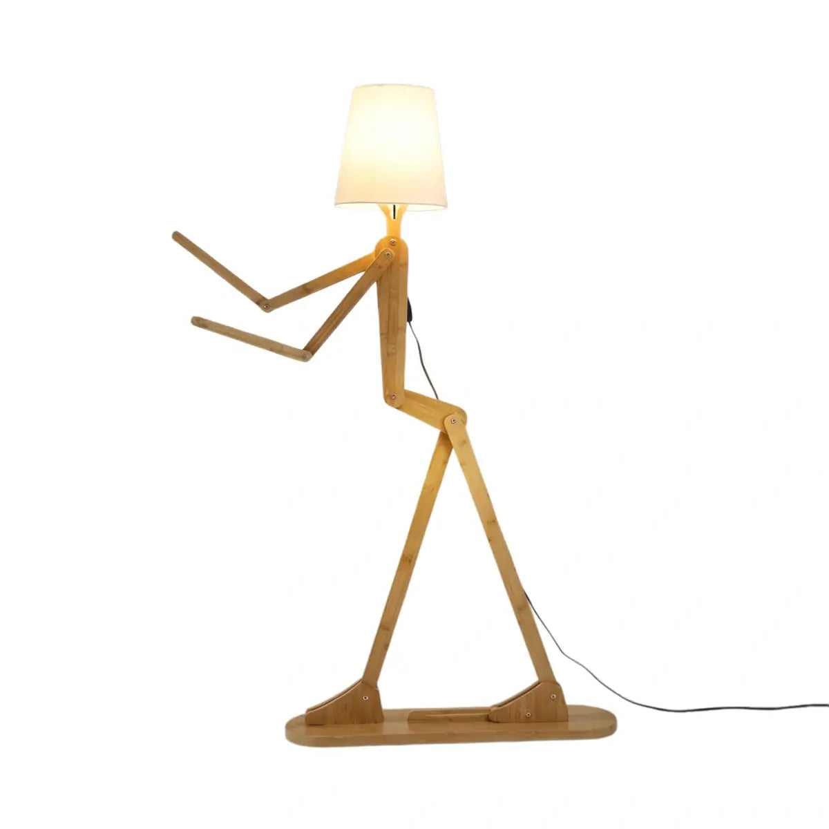 Zenno Art Deco Wood & Fabric Floor Lamp