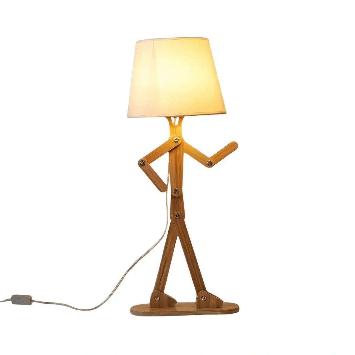 Zenno Art Deco Wood & Fabric Floor Lamp