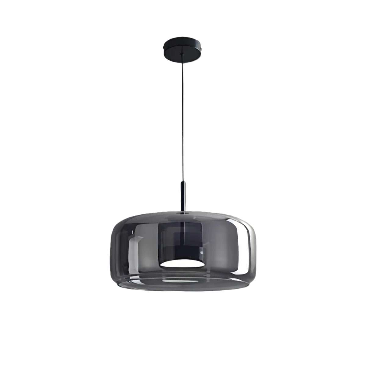 Vetro Modern Hand-Blown Pendant Lamp — Smoked Glass & Metal Accent for Kitchen Island