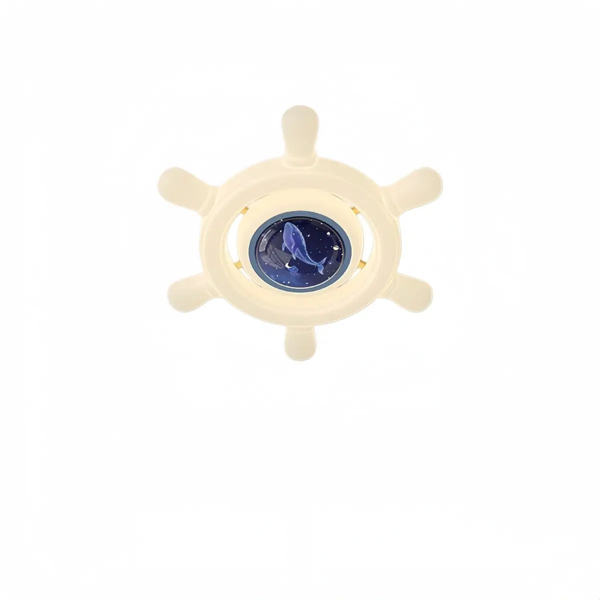 Vivara Art Deco Ship's Helm Ceiling Light -- Iron & PE Dimmable White/Blue for Bedroom
