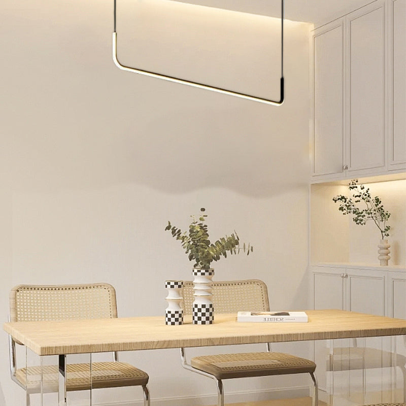 Minimalist Black Pendant Light Linear Dining Room 90cm