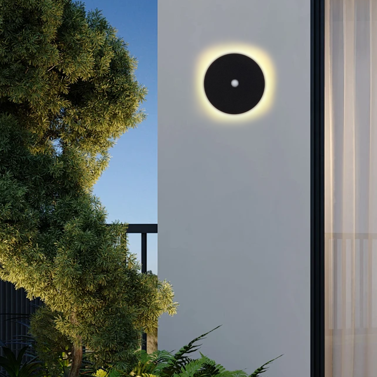 Solara Minimalist LED Outdoor Wall Lamp – Black/White Round/Square Porch Sensor Light