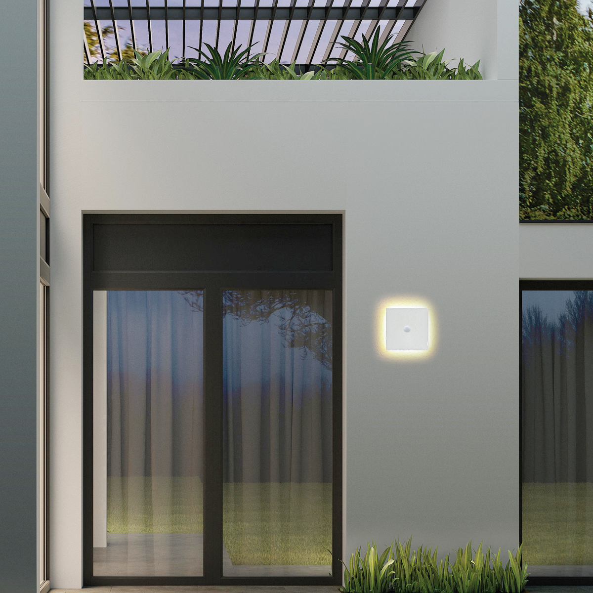 Solara Minimalist LED Outdoor Wall Lamp – Black/White Round/Square Porch Sensor Light