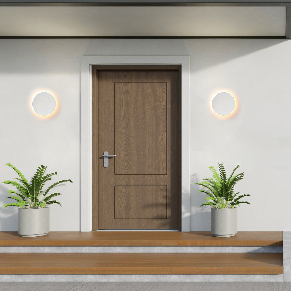 Solara Minimalist LED Outdoor Wall Lamp – Black/White Round/Square Porch Sensor Light